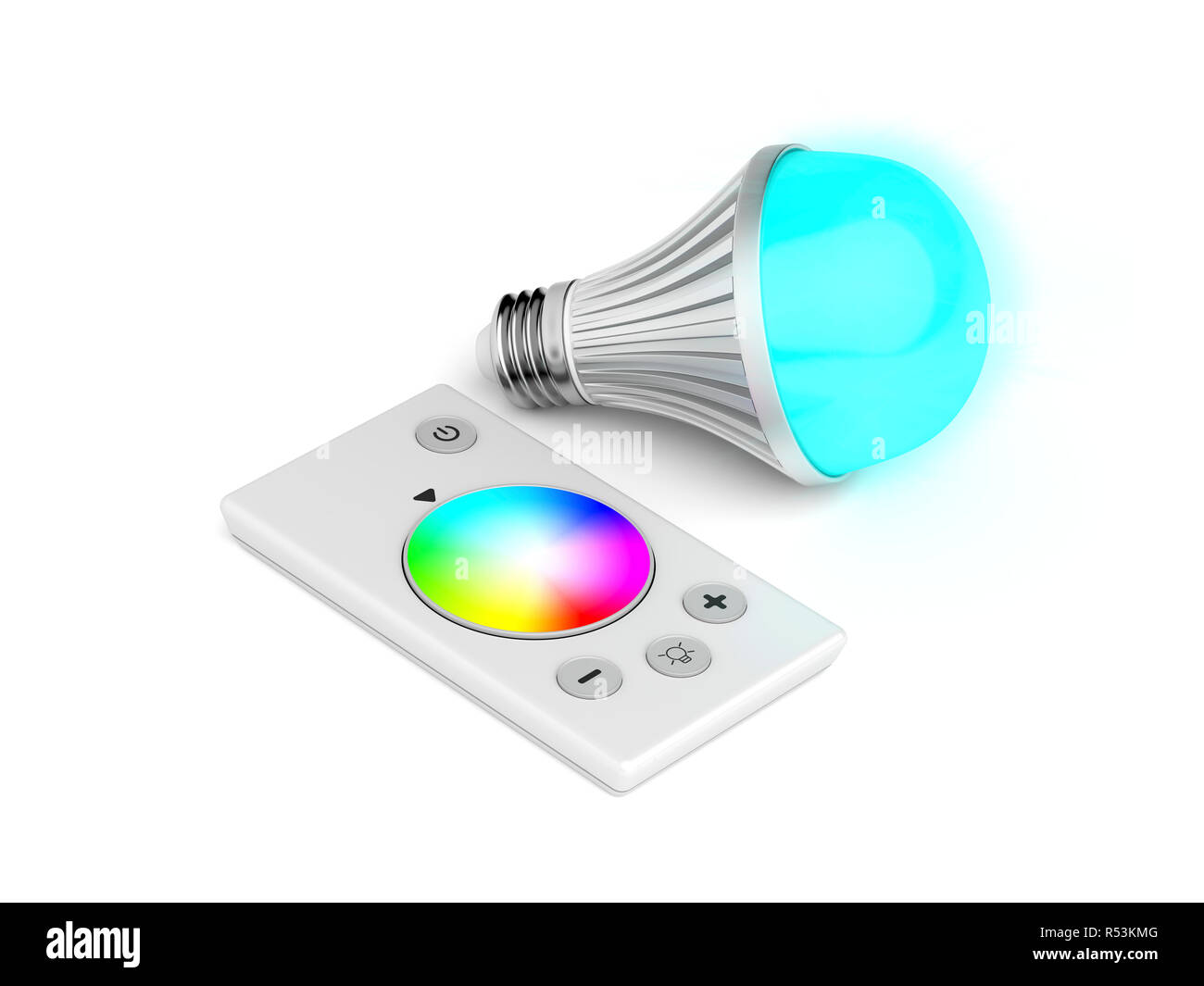 Remote control and LED bulb Stock Photo - Alamy