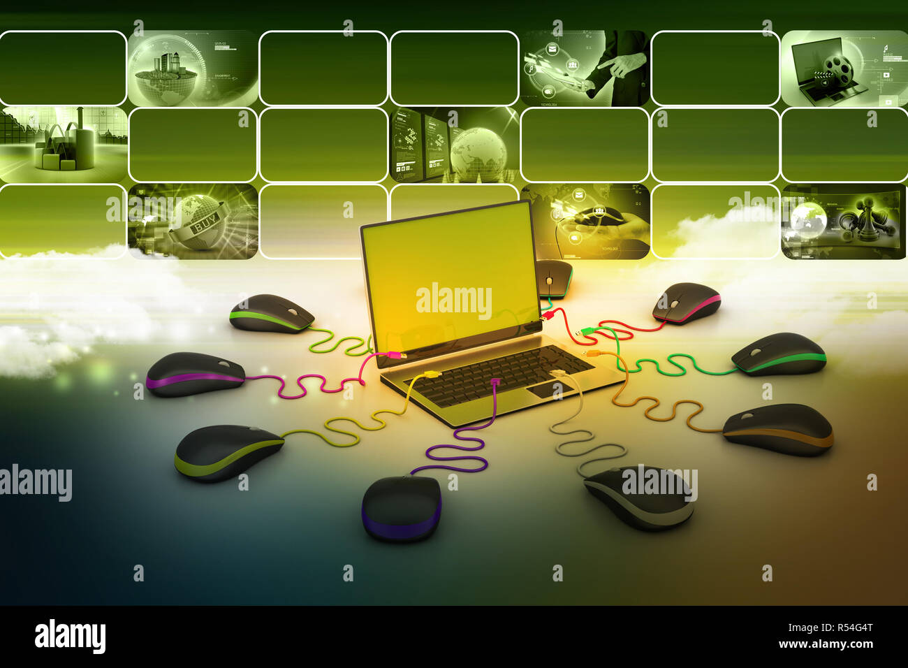 laptop computer around with mouse Stock Photo Alamy