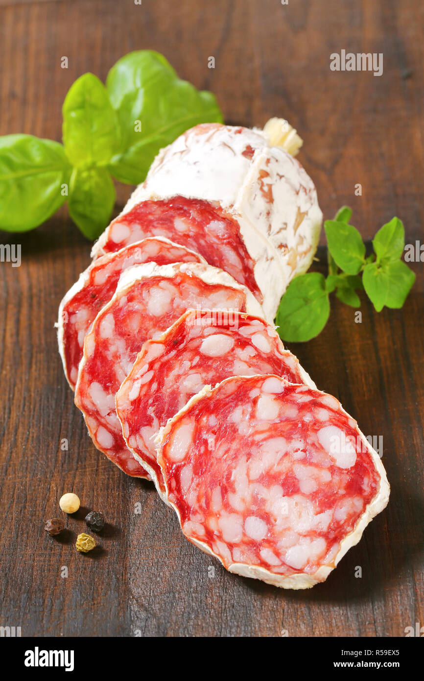 French dry sausage Stock Photo Alamy