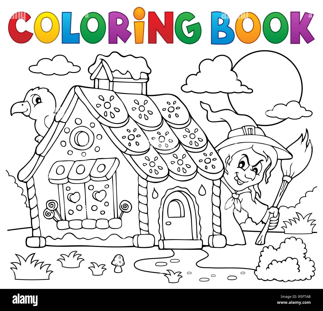 Coloring book gingerbread house theme 2 Stock Photo Alamy