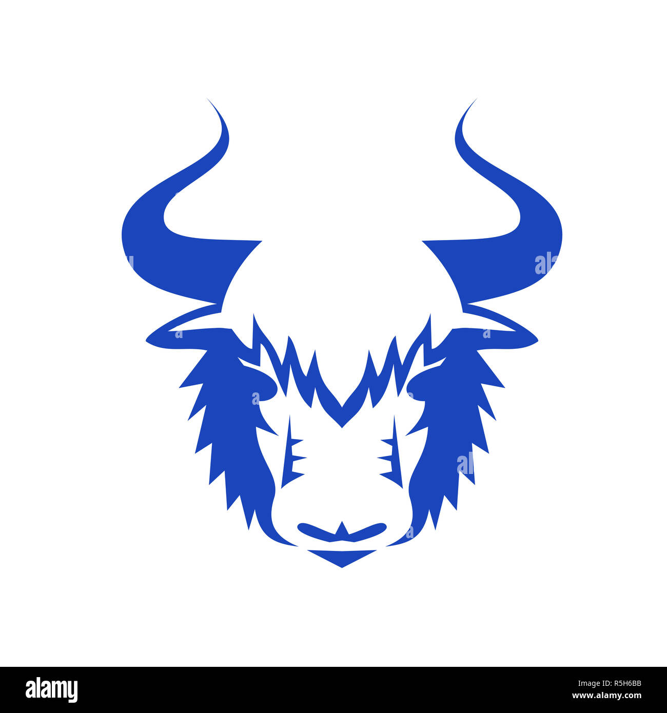 Yak Head Front Retro Stock Photo Alamy