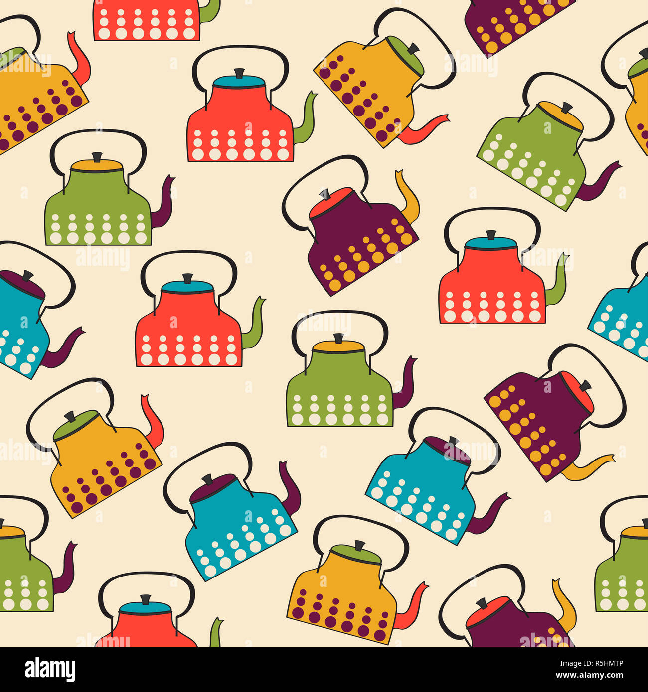 funny seamless pattern with kettles Stock Photo Alamy