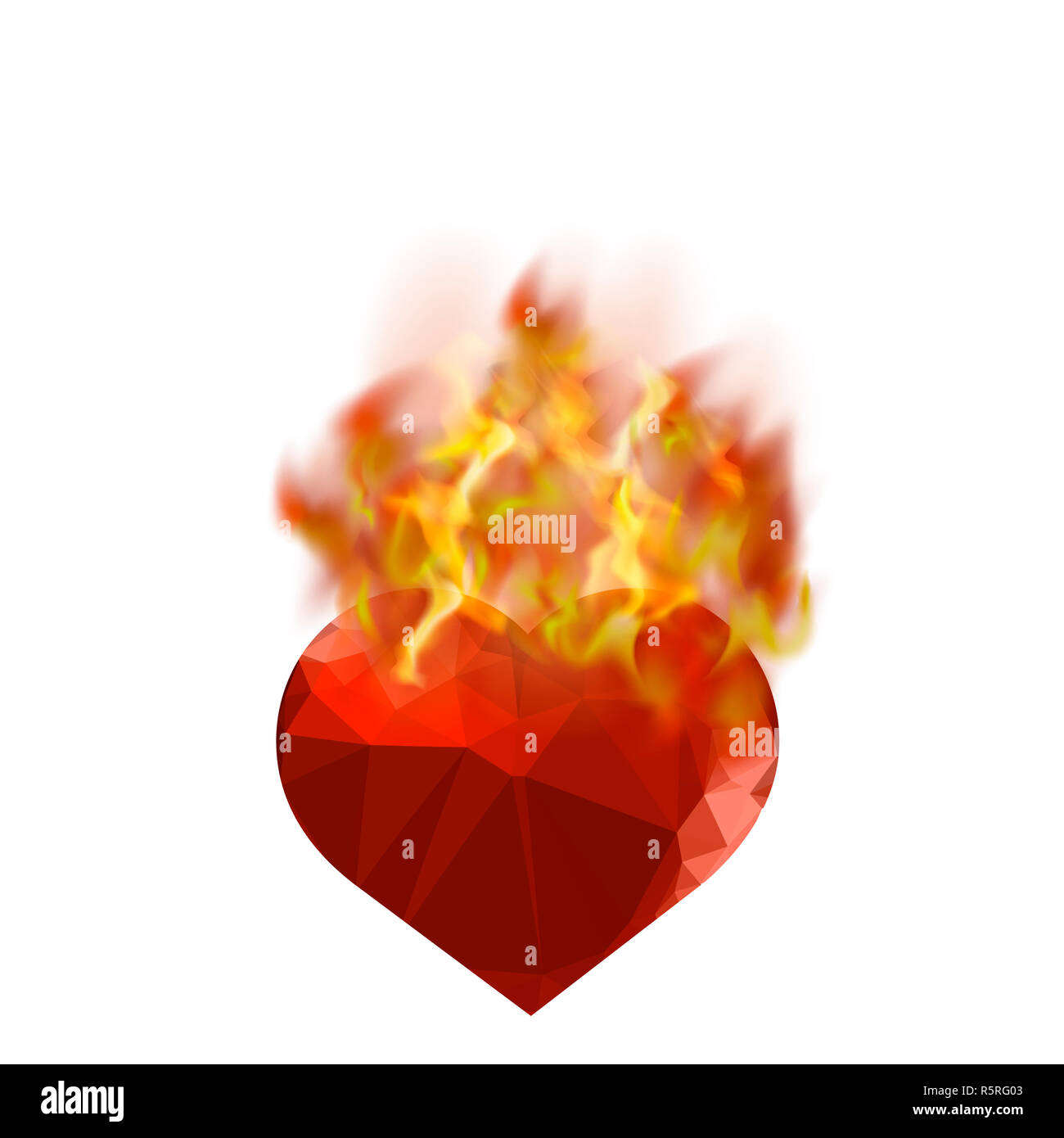 Burning Heart with Fire Flame Stock Photo Alamy
