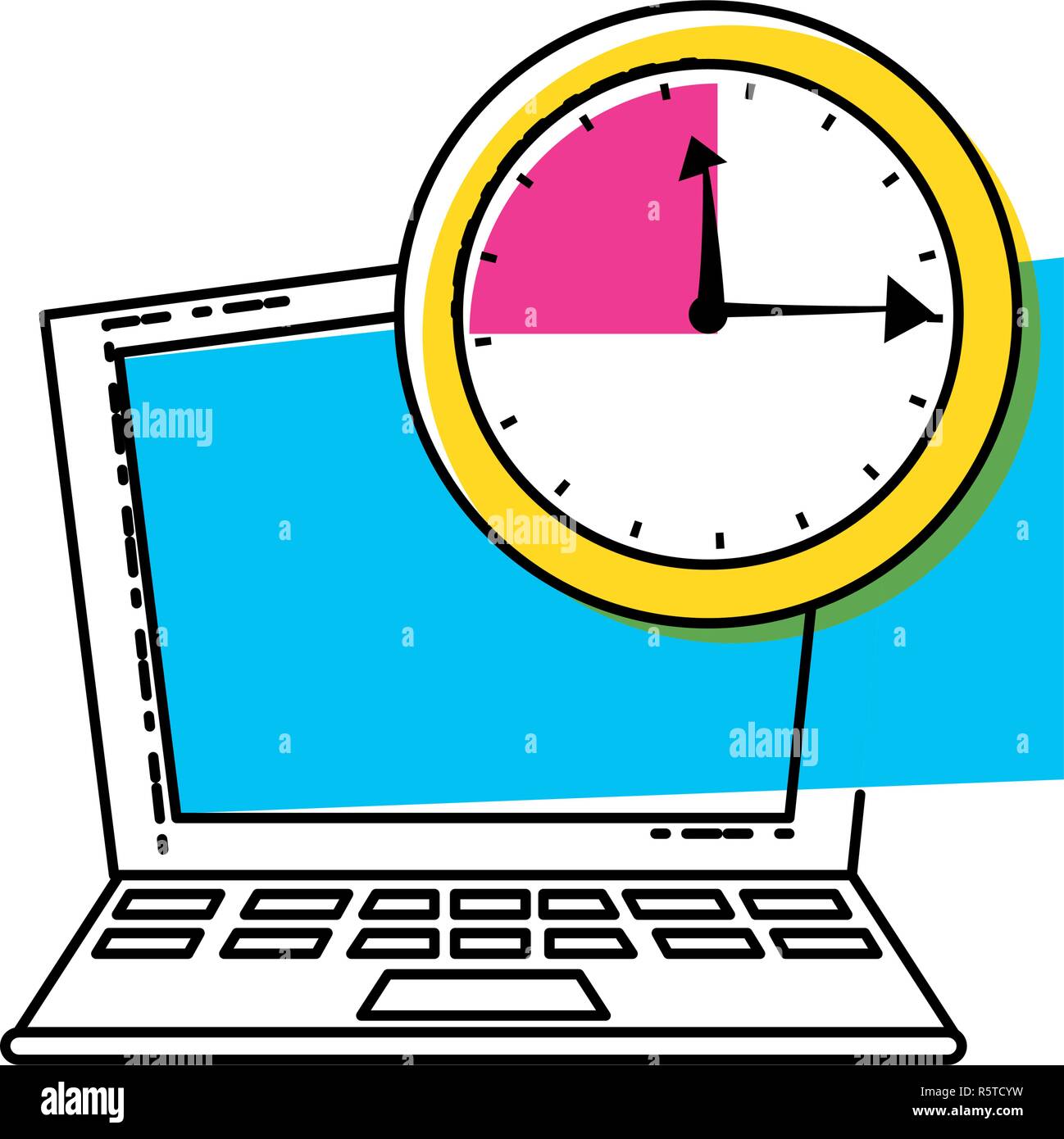 laptop computer with clock time vector illustration design Stock Vector Image & Art Alamy