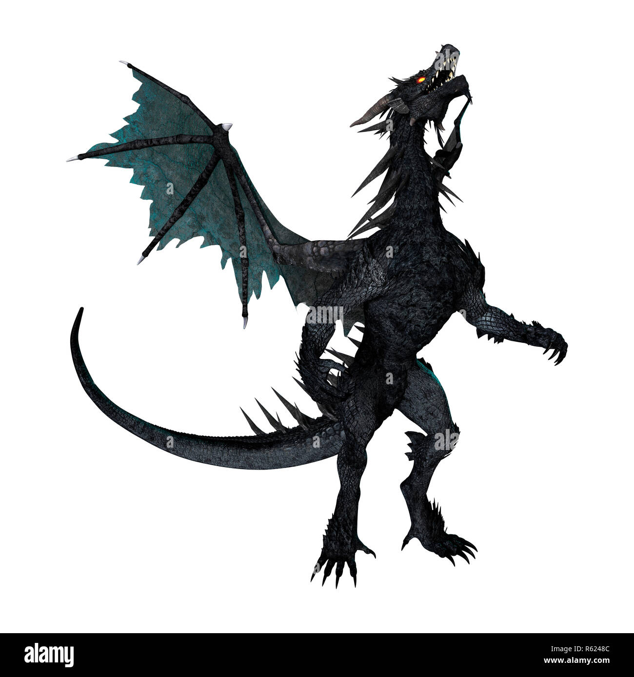 3D Rendering Black Dragon on White Stock Photo Alamy