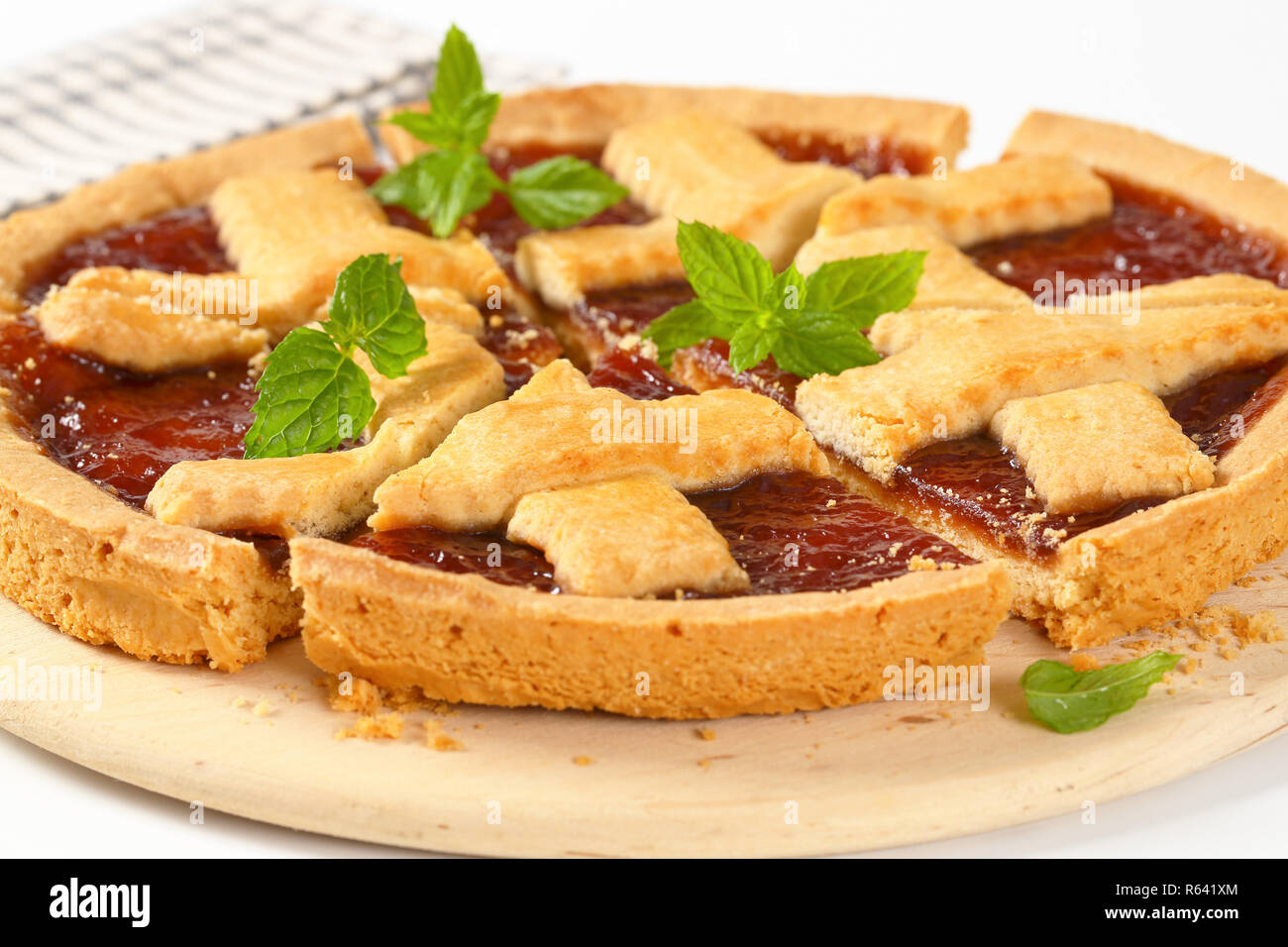 strawberry jam tart with lattice Stock Photo Alamy