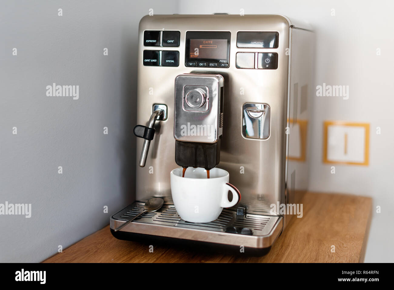 Coffee espresso. Espresso machine brewing a coffee Stock Photo Alamy