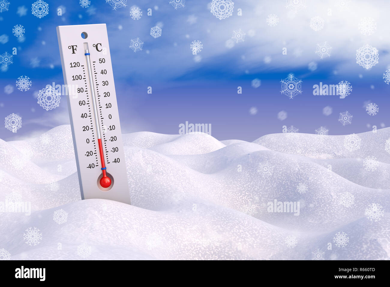 Thermometer and snowflakes Stock Photo Alamy