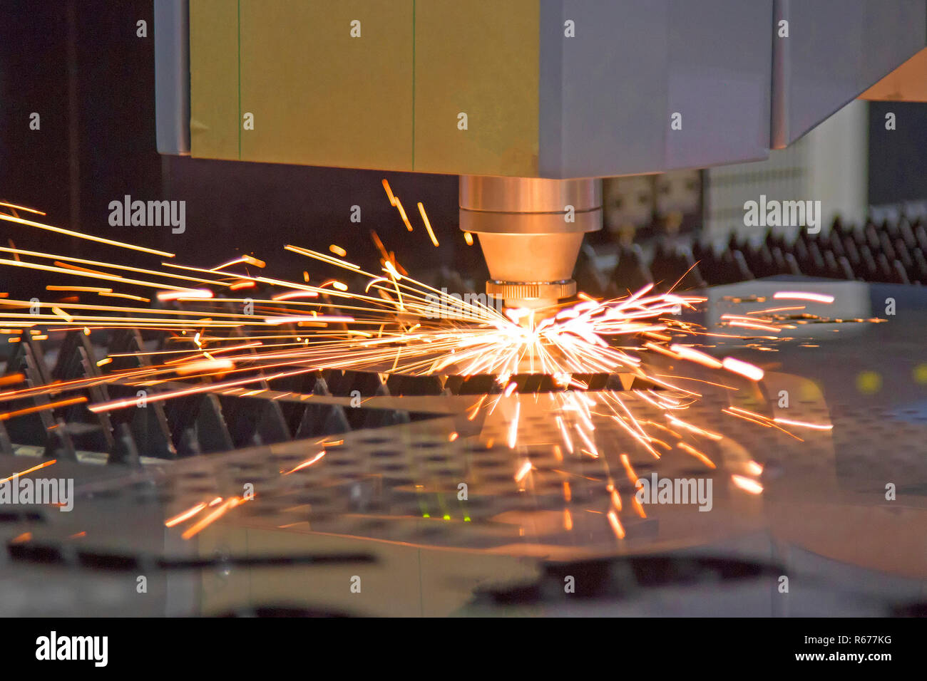 Laser sheet metal cutting machine Cutting work Stock Photo Alamy