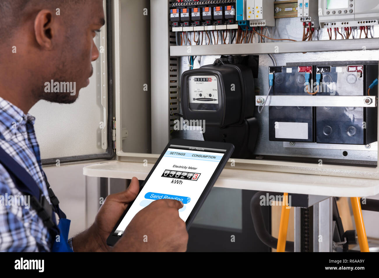 Technician Doing Meter Reading Stock Photo Alamy