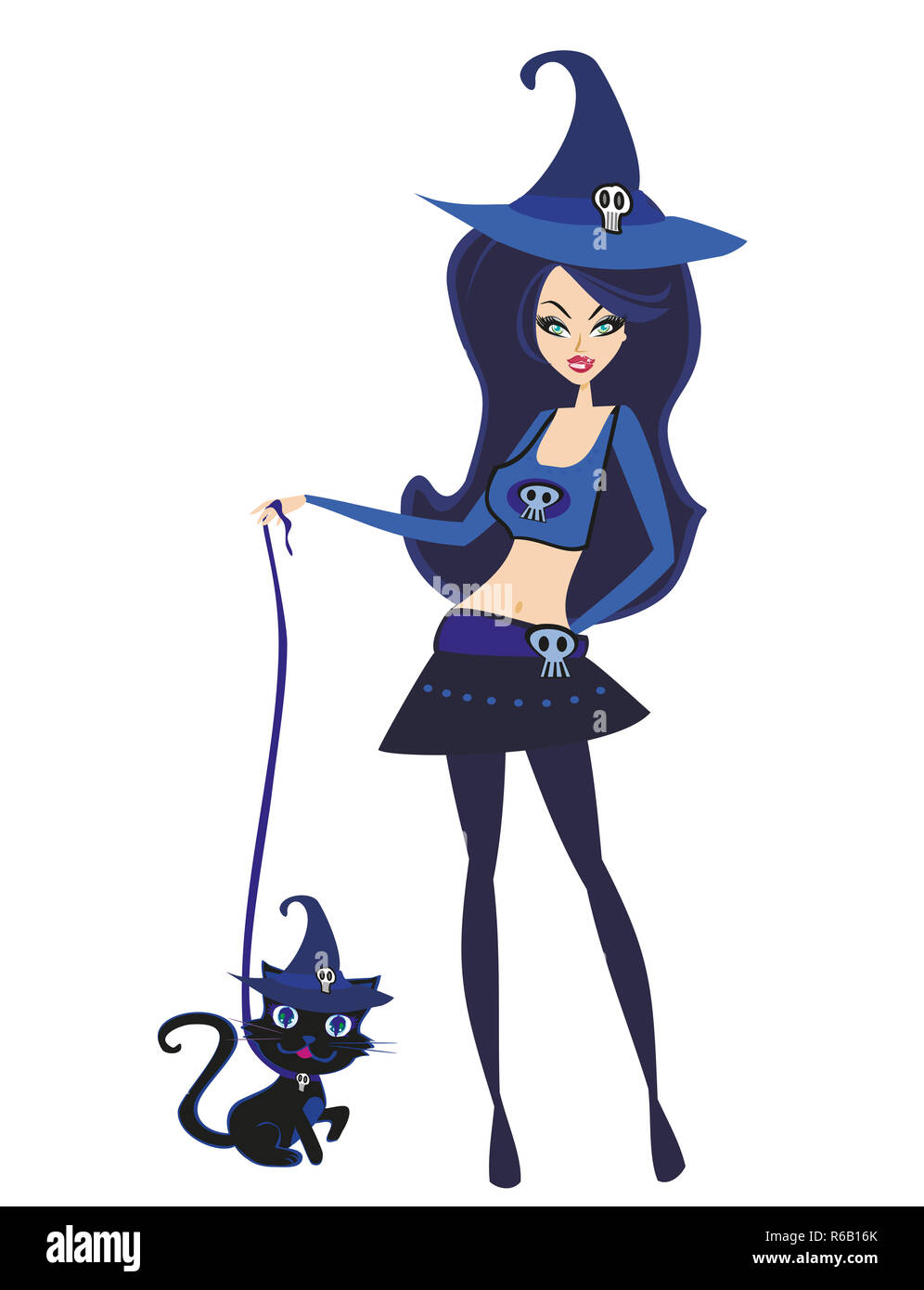 Girl witch cat halloween black Cut Out Stock Images & Pictures Alamy