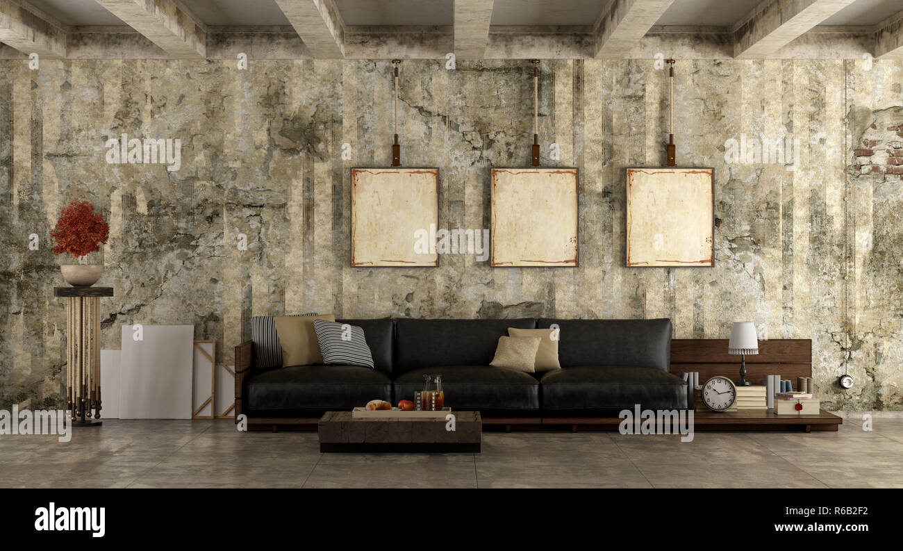 Grunge living room Stock Photo Alamy