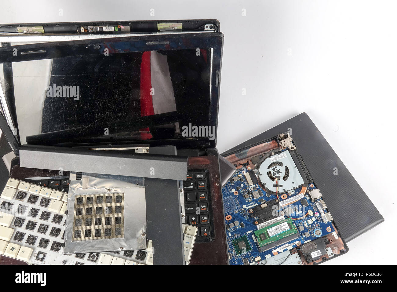 Obsolete laptops isolated on white Stock Photo Alamy