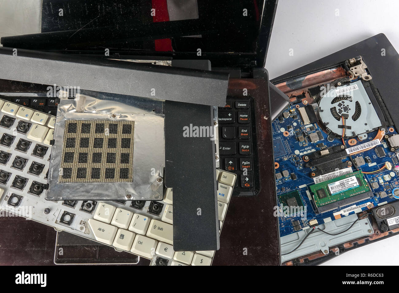 Obsolete laptops isolated on white Stock Photo Alamy