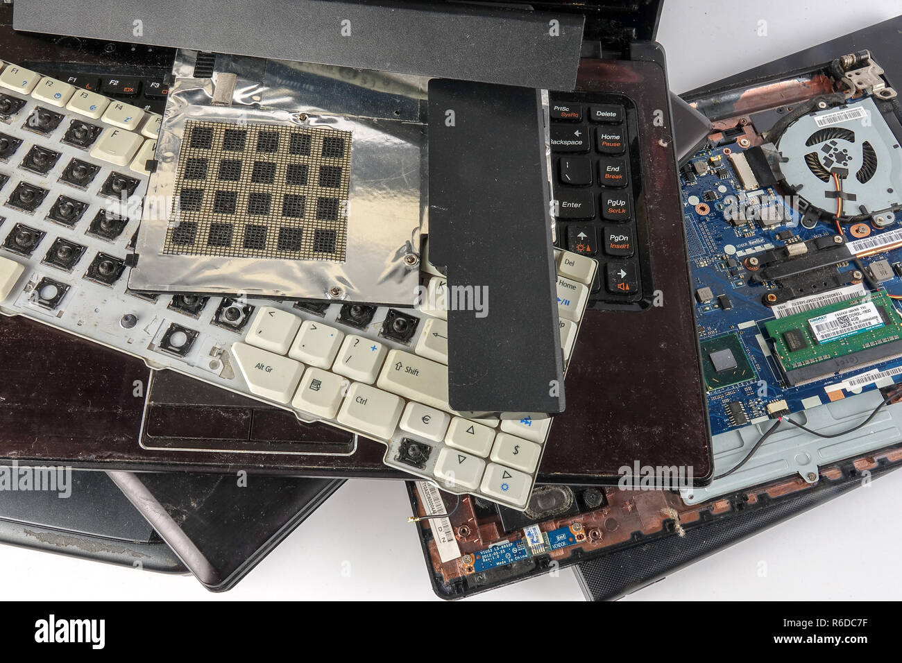 Obsolete laptops isolated on white Stock Photo Alamy