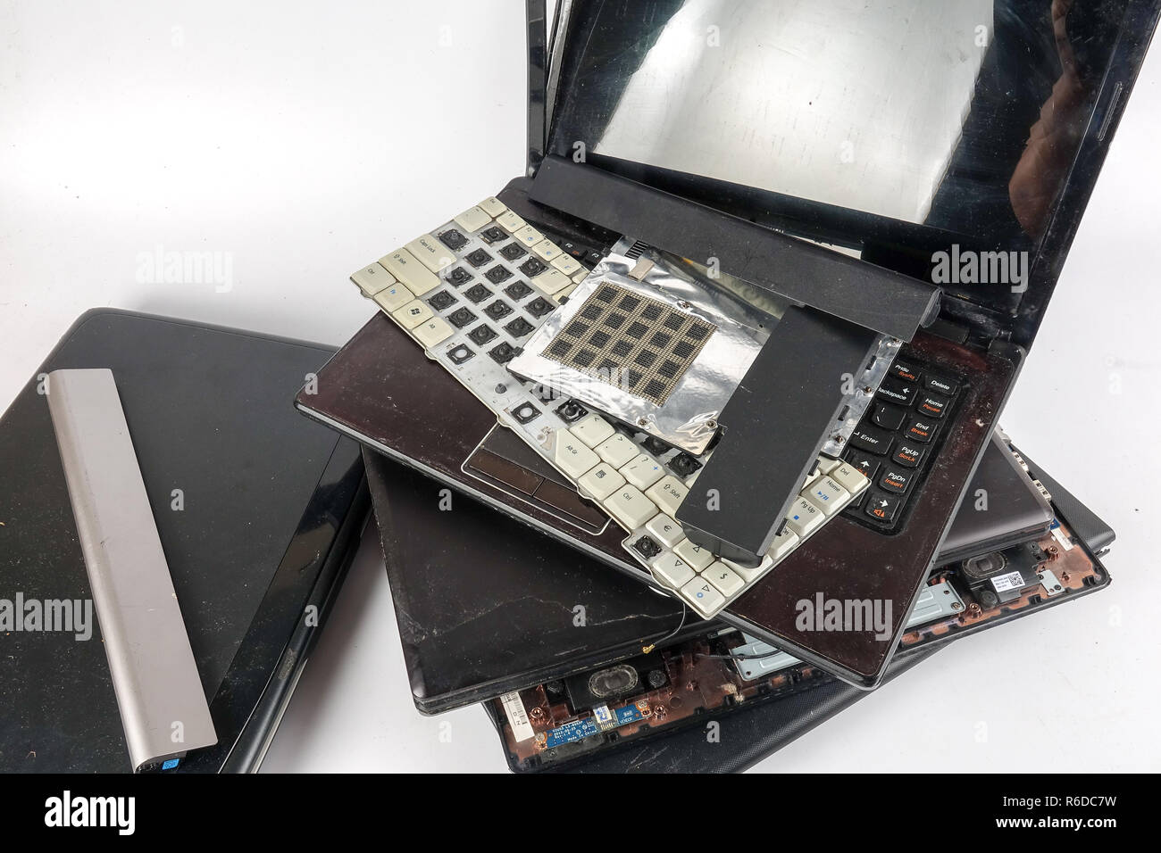 Obsolete laptops isolated on white Stock Photo Alamy