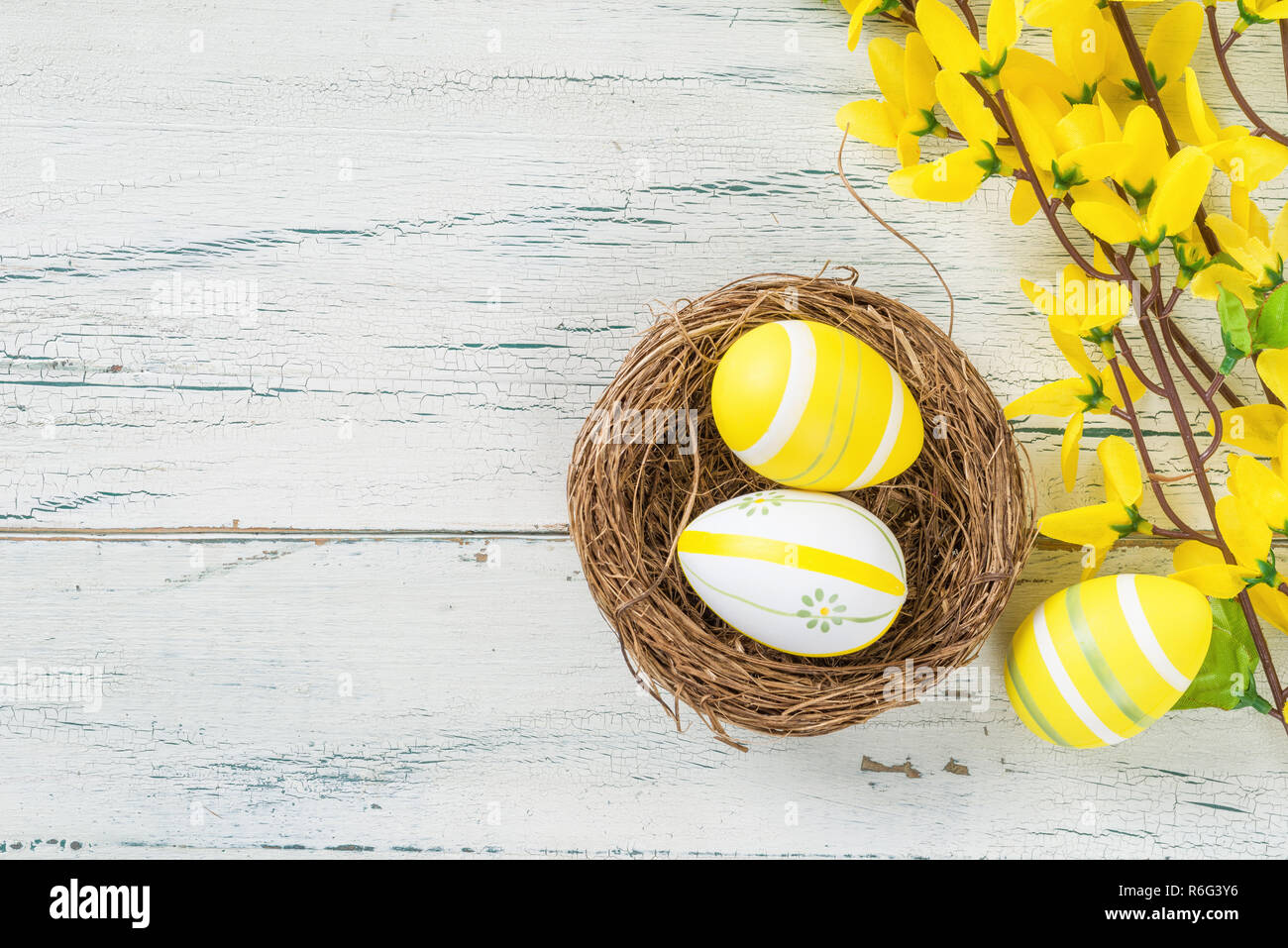 easter basket with yellow easter eggs Stock Photo - Alamy