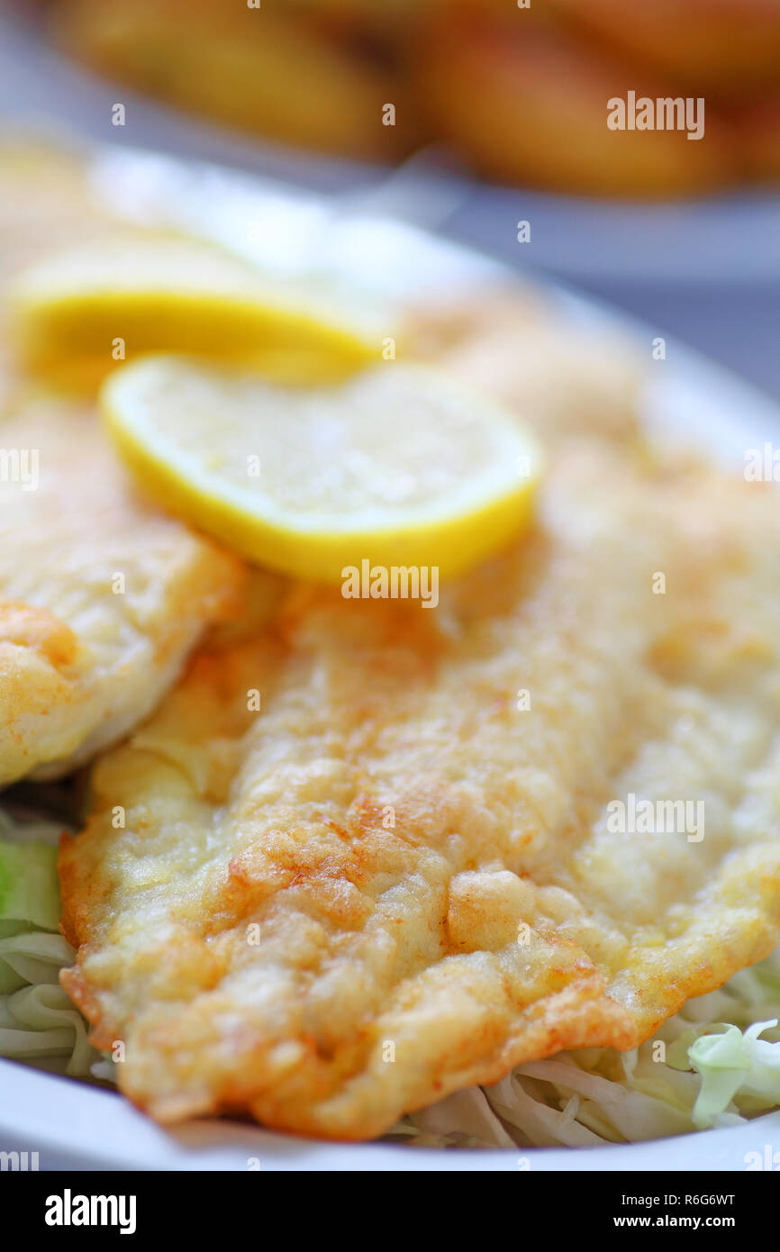 Breaded and fried catfish fillets Stock Photo Alamy