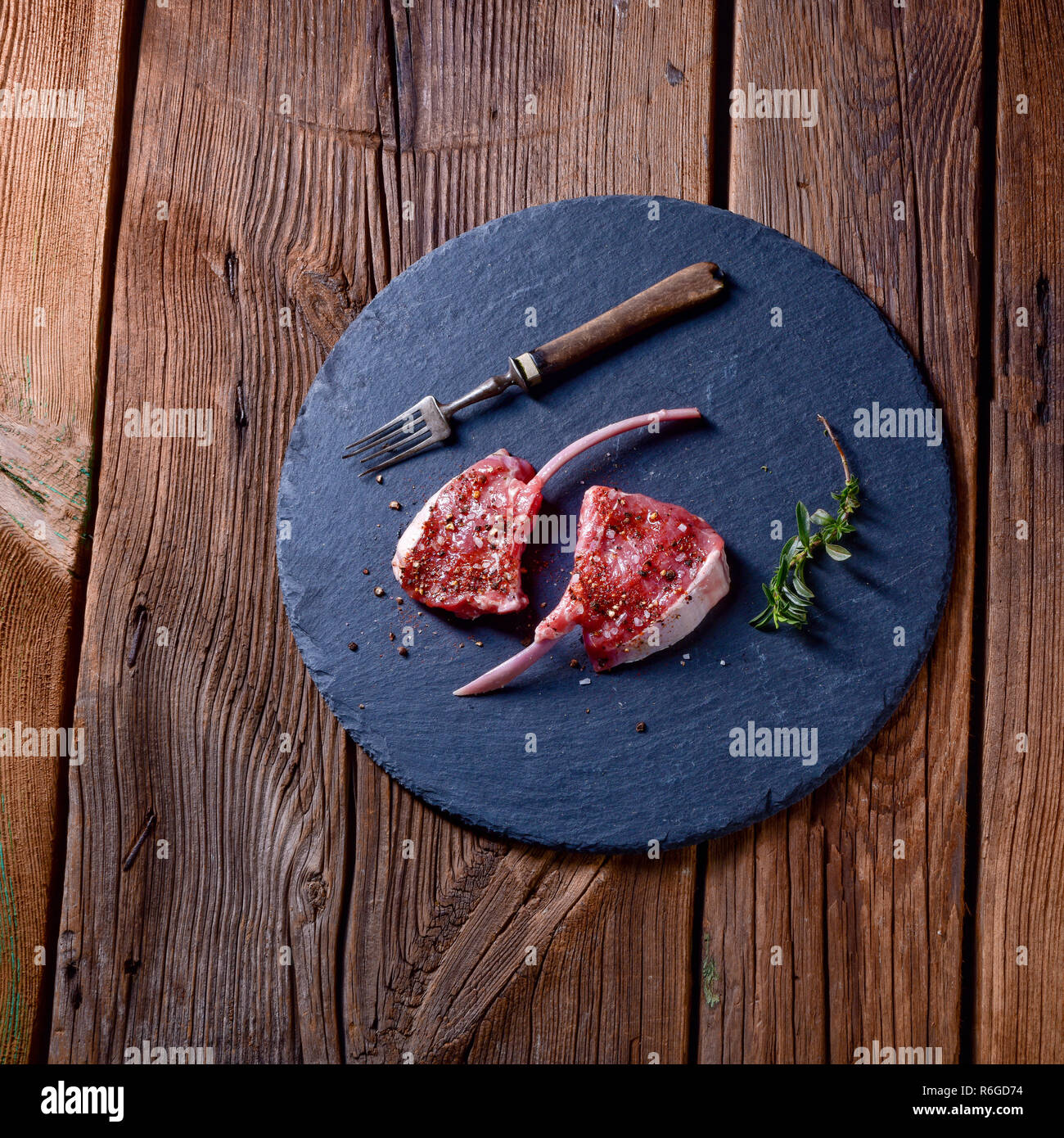 raw cut rack of lamb Stock Photo Alamy