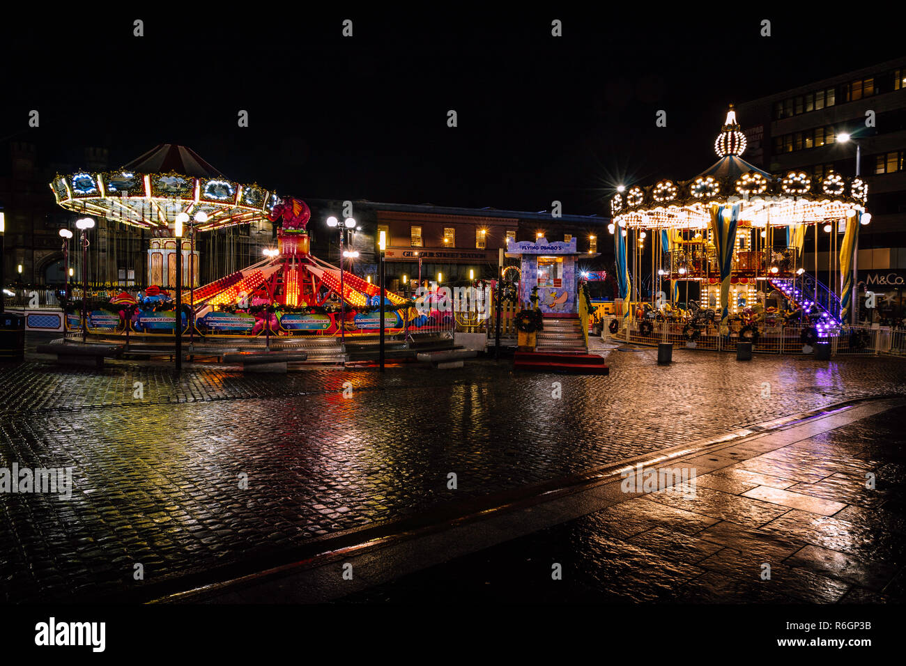 Fairground Wheel & Christmas Lights Stock Photo Alamy