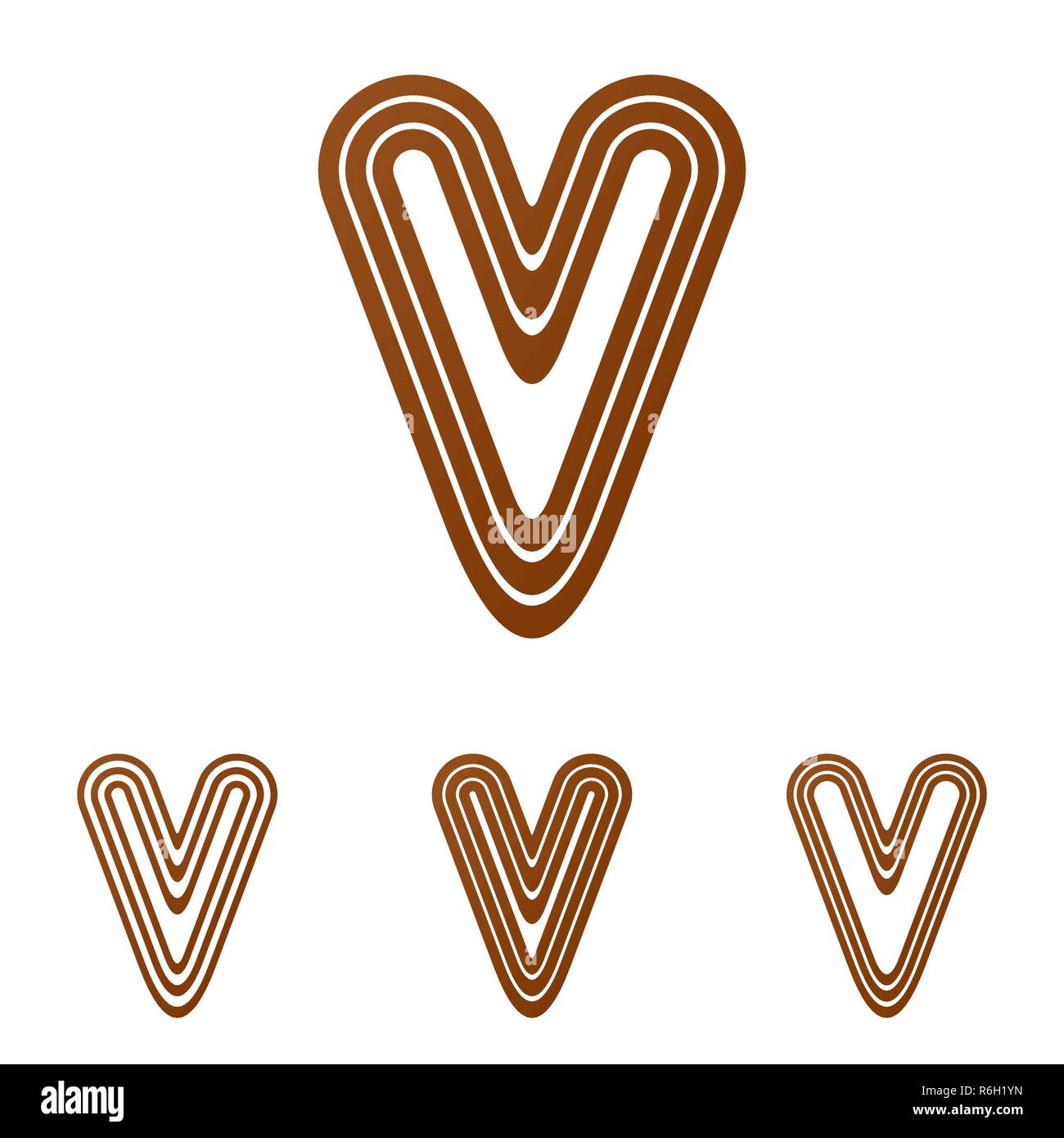 Brown line v logo design set Stock Vector Image & Art Alamy