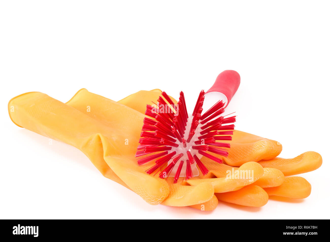 red dishwashing brush Stock Photo Alamy