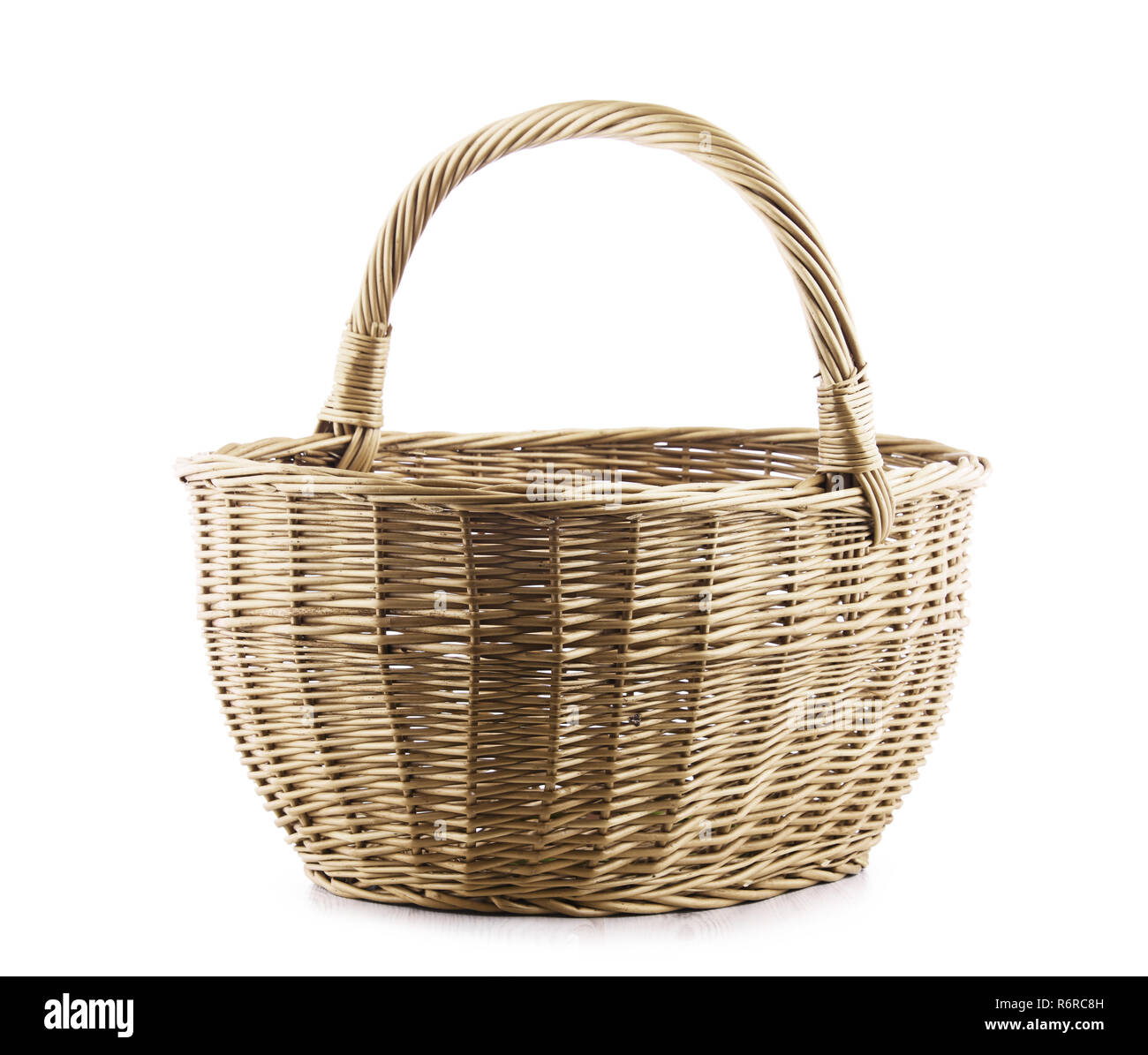 Empty wicker basket isolated on white Stock Photo Alamy