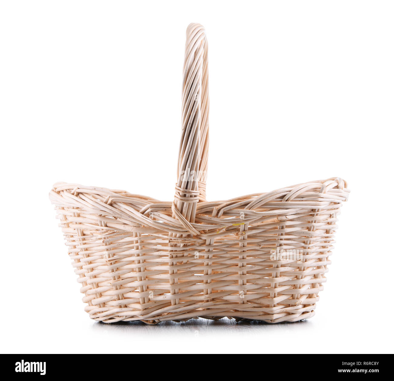 Empty wicker basket isolated on white Stock Photo Alamy