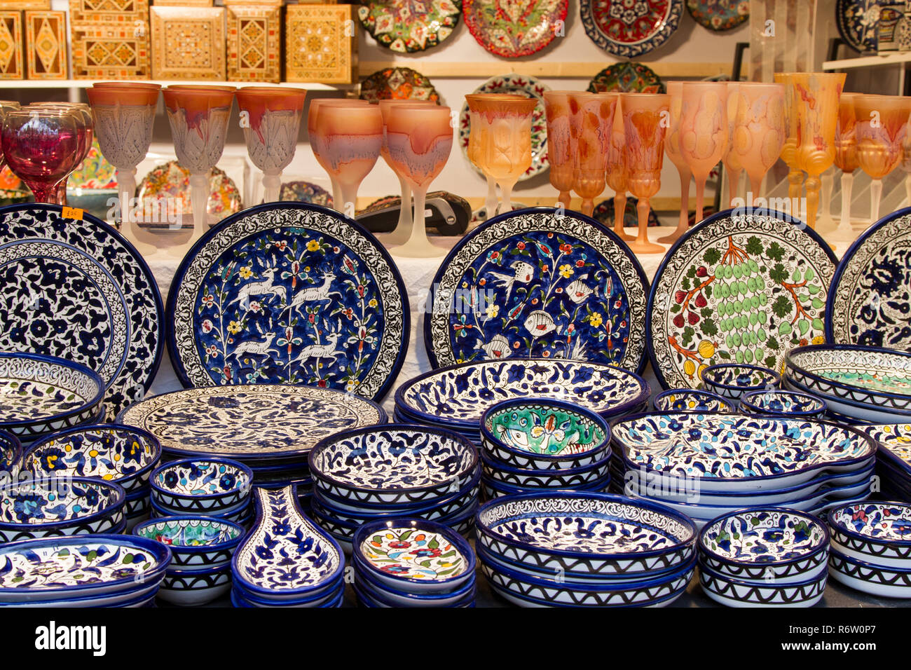 Decorative Artwork on Plates Stock Photo Alamy