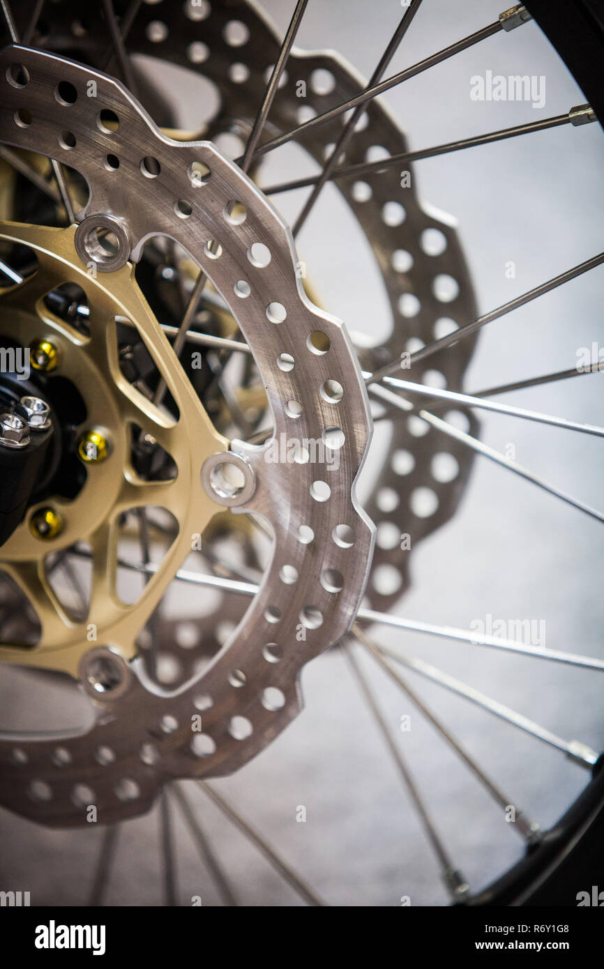 Motorcycle double disk brake Stock Photo Alamy
