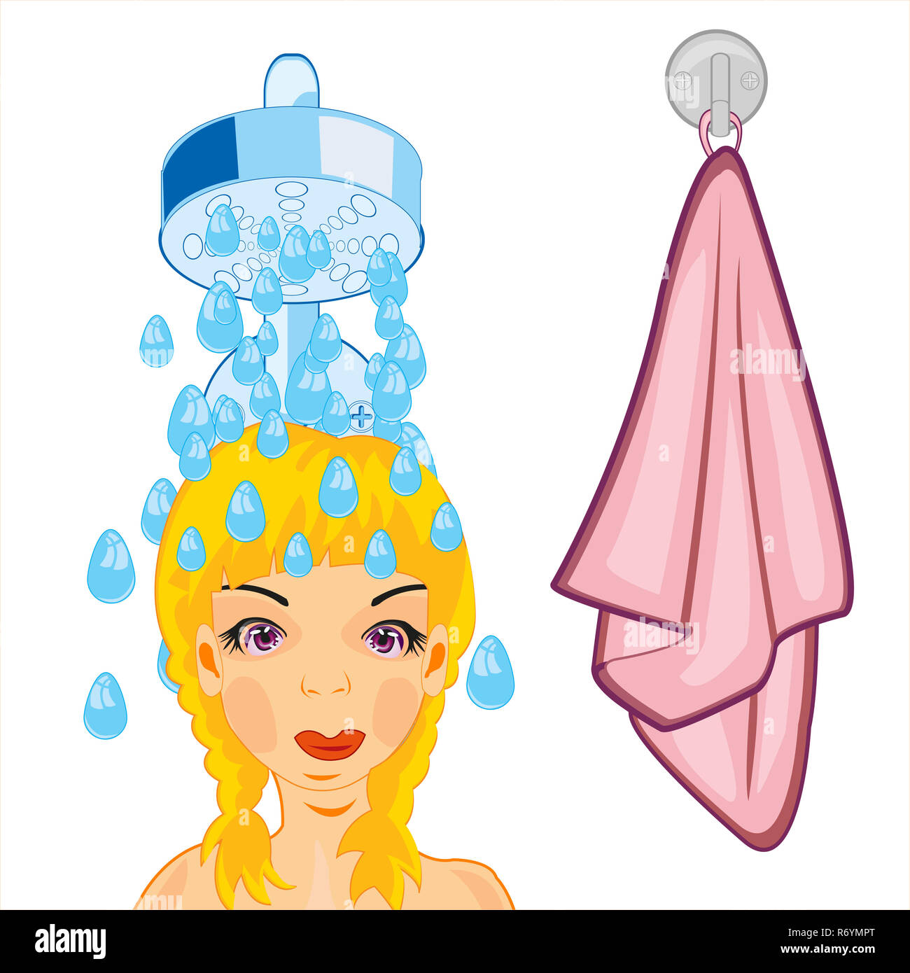 Girl takes shower Stock Photo Alamy
