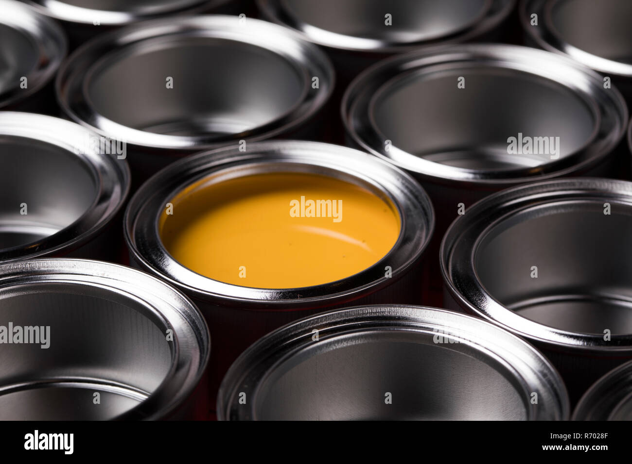 Metal tin paint cans Stock Photo Alamy