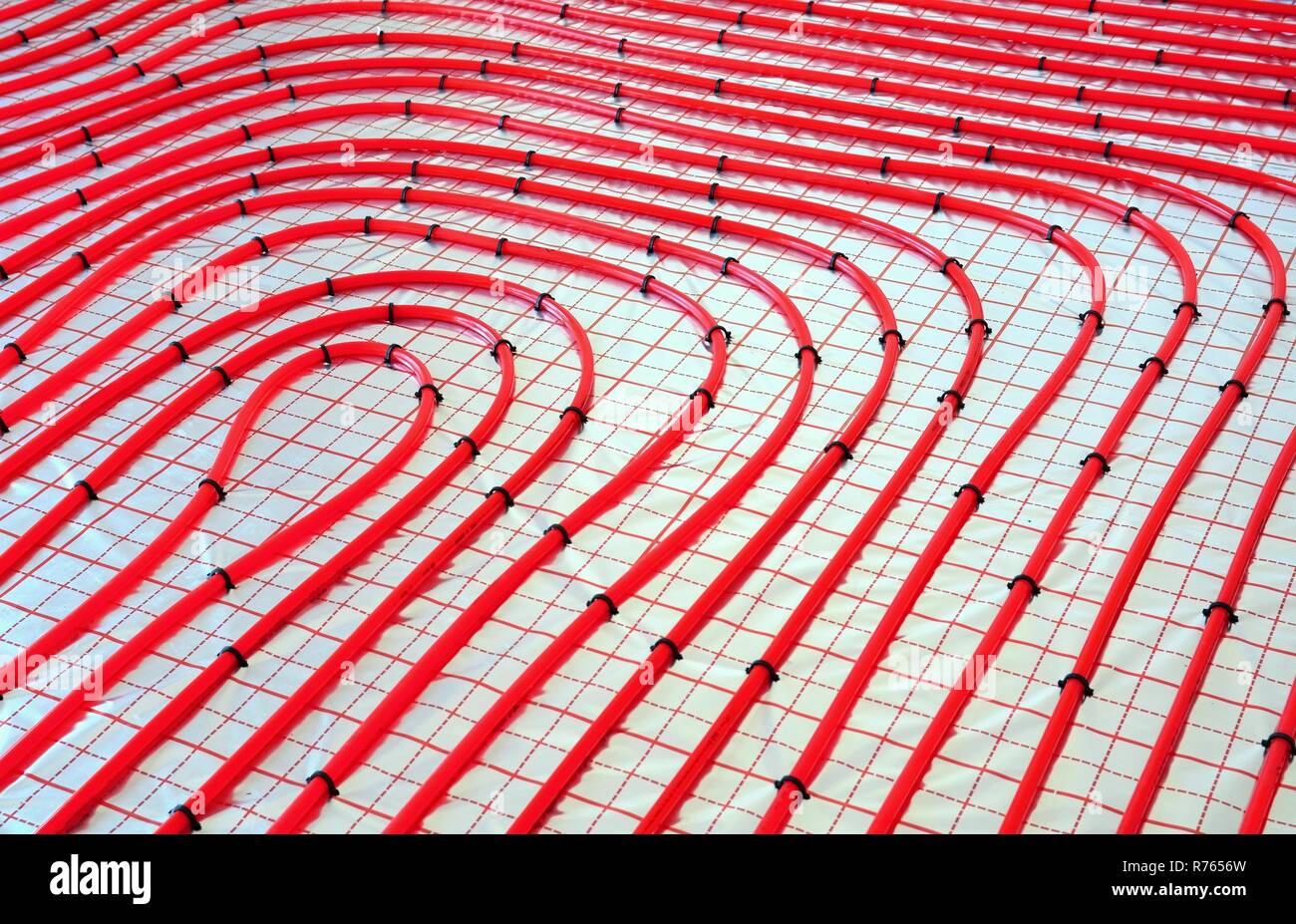 Water underfloor heating pipes Stock Photo Alamy