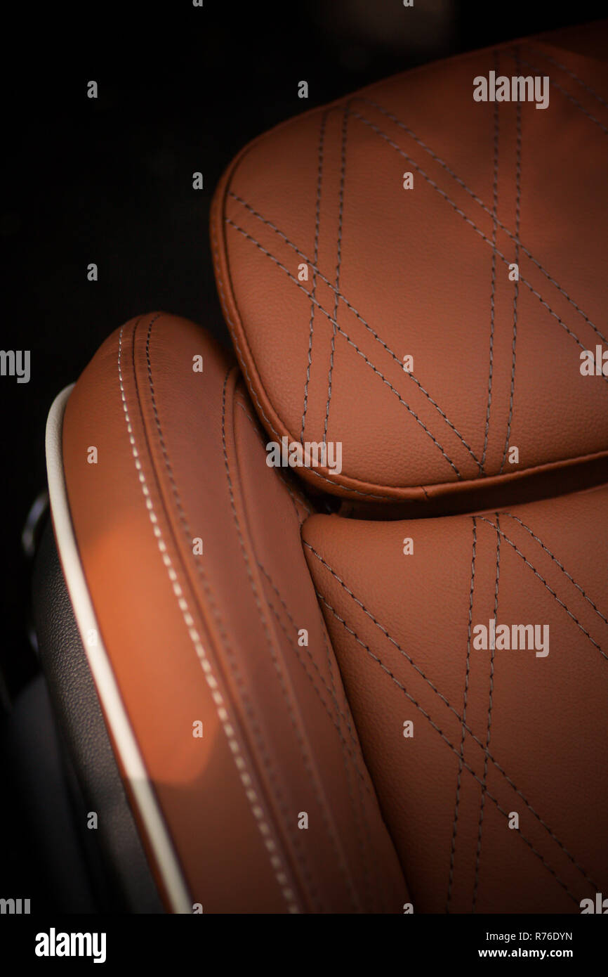 Leather seats in a car Stock Photo Alamy