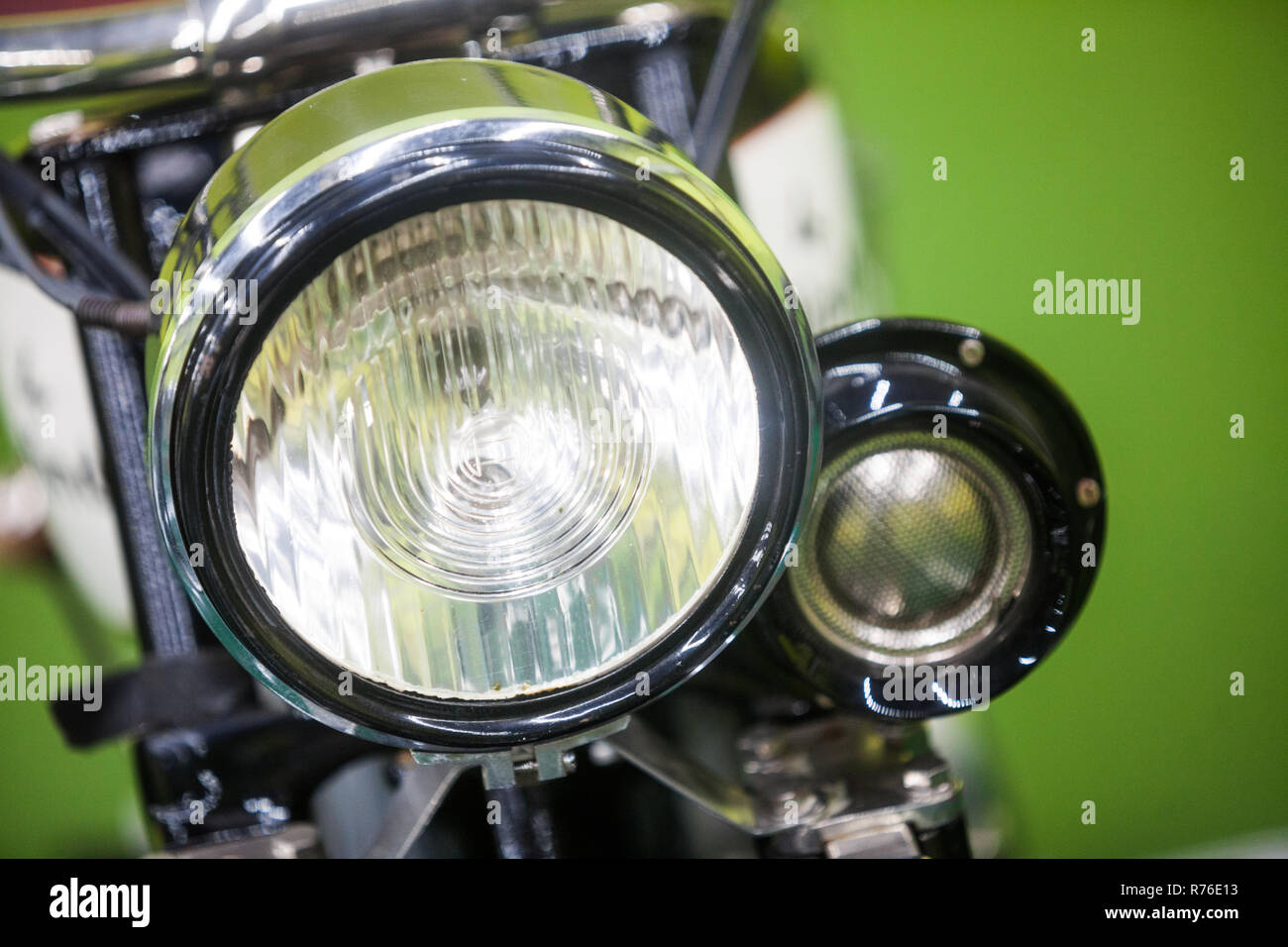 Vintage motorcycle headlight Stock Photo Alamy