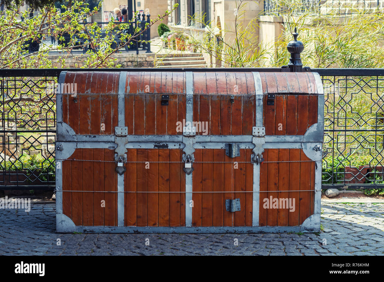 Ancient wooden chest Stock Photo Alamy