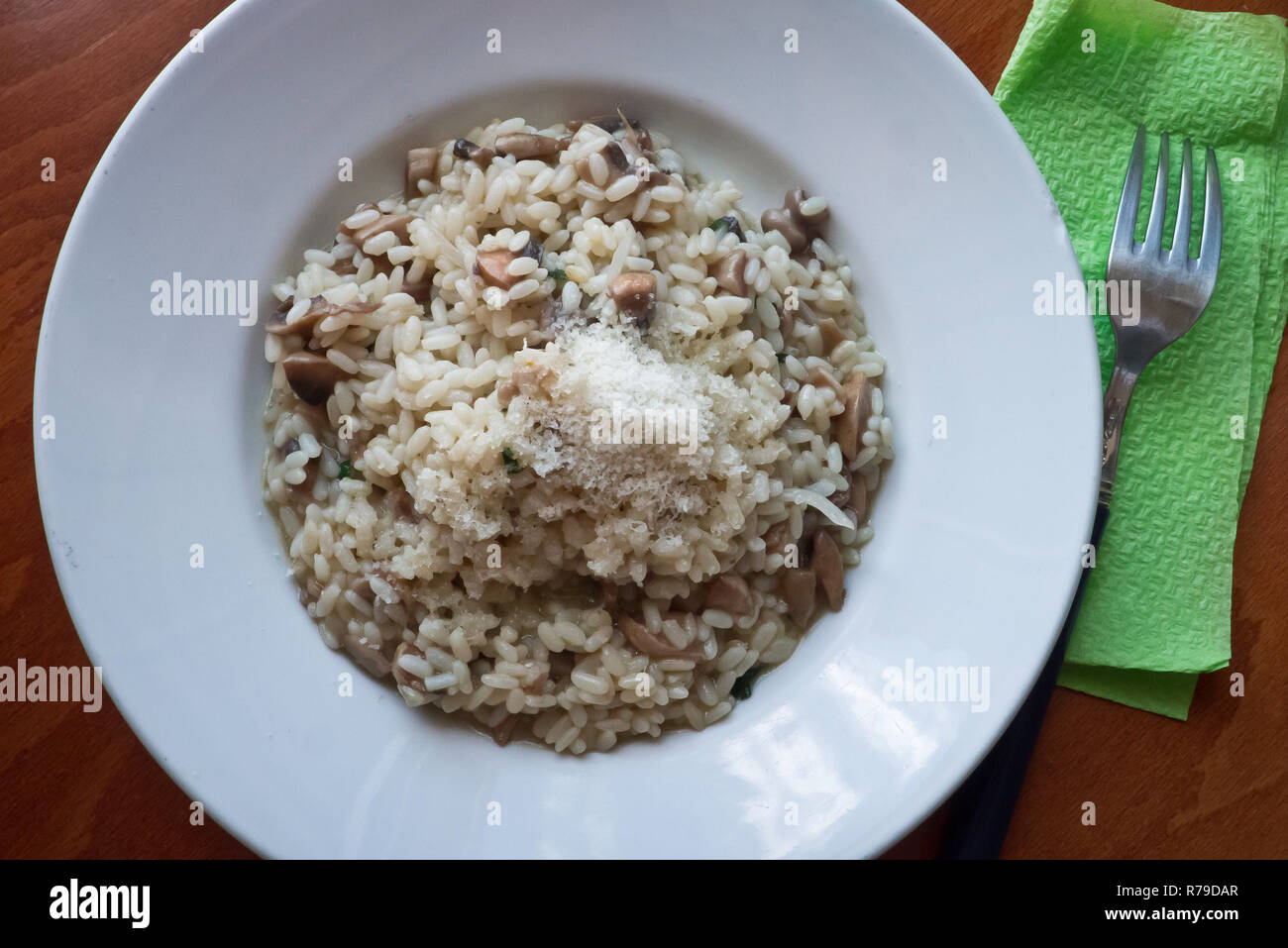 mushroom risotto dish Stock Photo Alamy