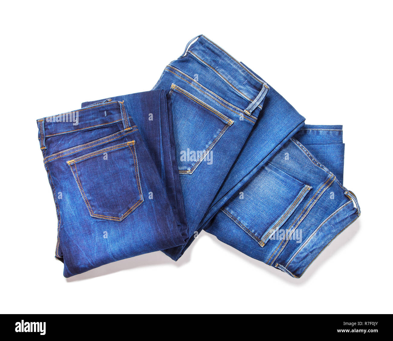 Folded blue jeans Stock Photo Alamy
