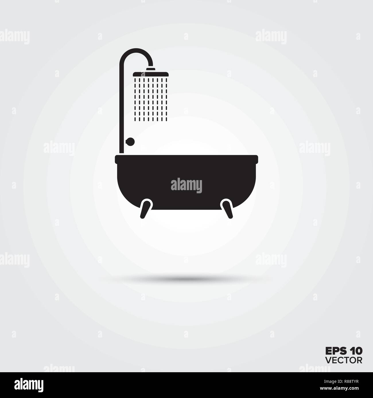 Bathtub with shower vector glyph icon Stock Vector Image & Art Alamy