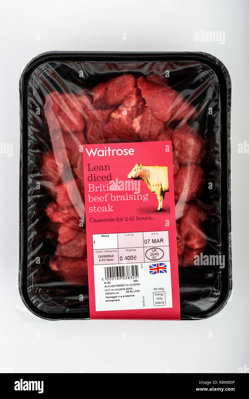 Waitrose lean diced beef braising steak hires stock photography and