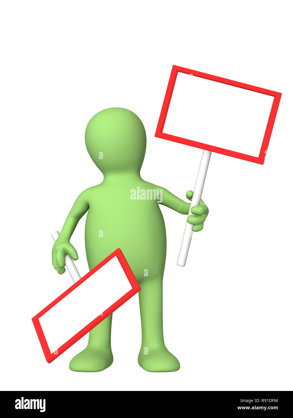 3d puppet with two message boards Stock Photo Alamy