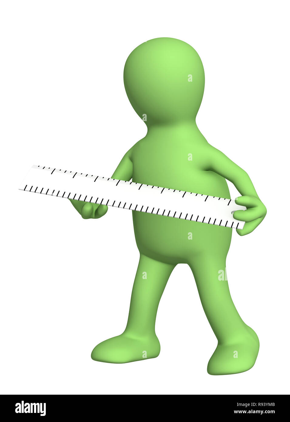 3d puppet with ruler over white Stock Photo Alamy