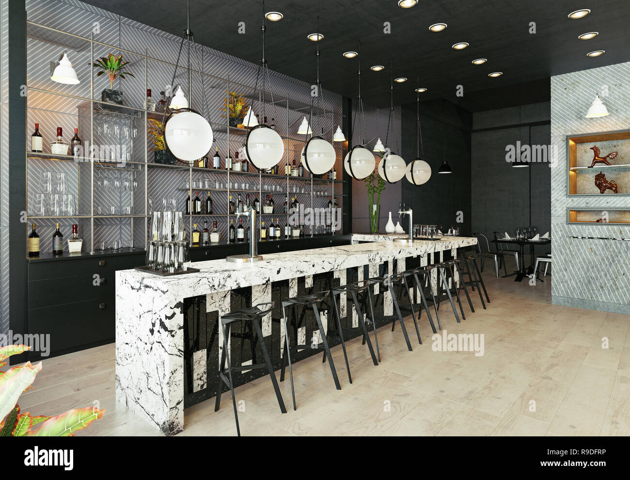 modern restaurant interior design. 3d rendering concept Stock Photo Alamy