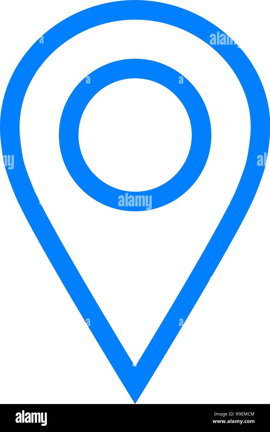 Pin point blue simple outlined, isolated vector illustration Stock