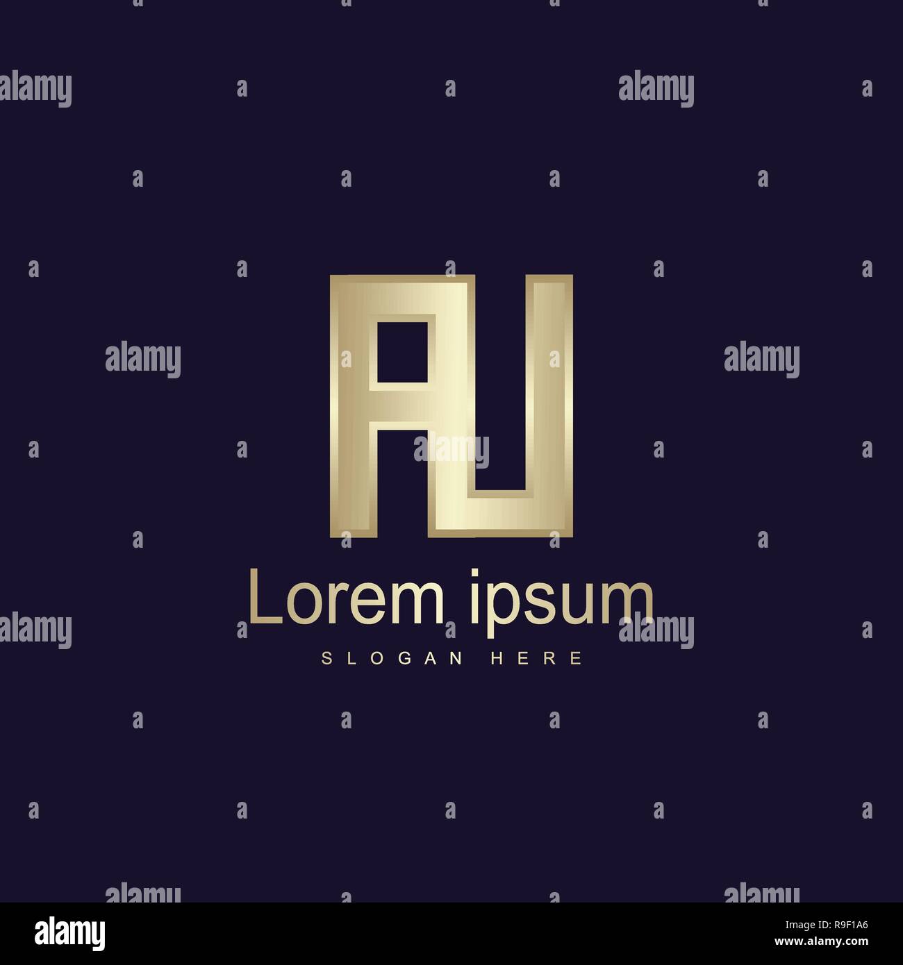 Initial Letter AU Logo Template Vector Design Stock Vector Image & Art