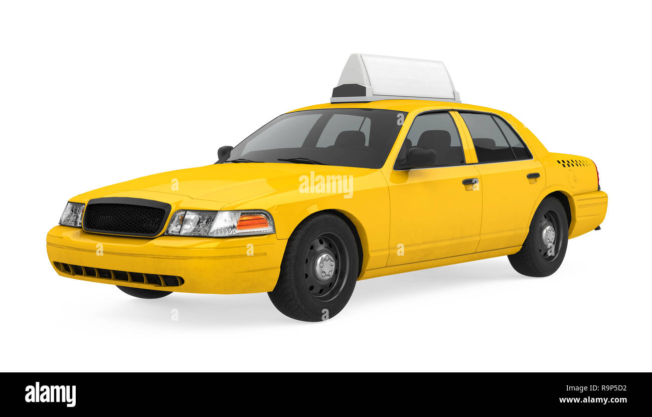 Yellow Taxi Isolated Stock Photo Alamy