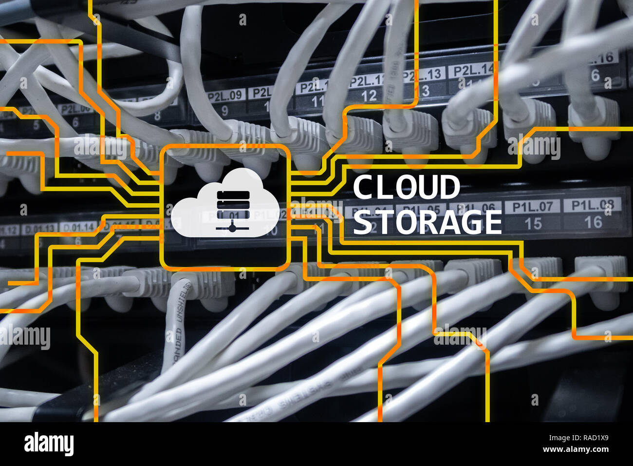 Cloud data storage concept on server room background Stock Photo Alamy