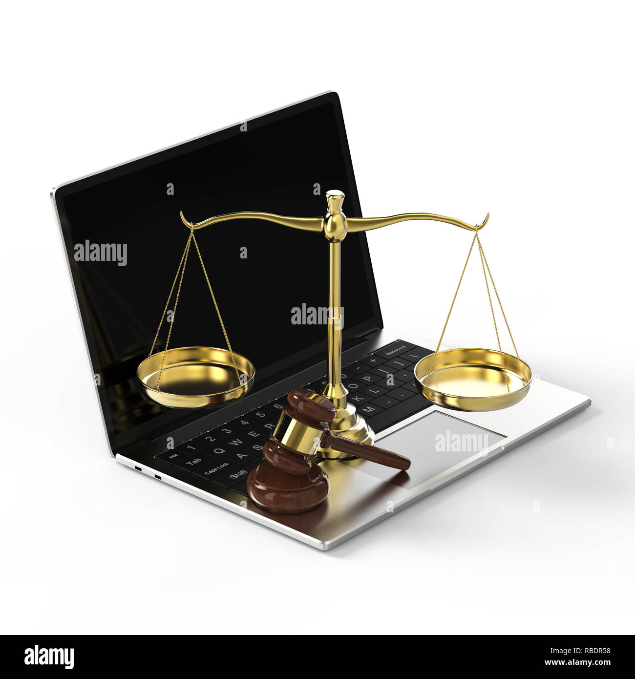 Cyber law or law concept with 3d rendering law scale with