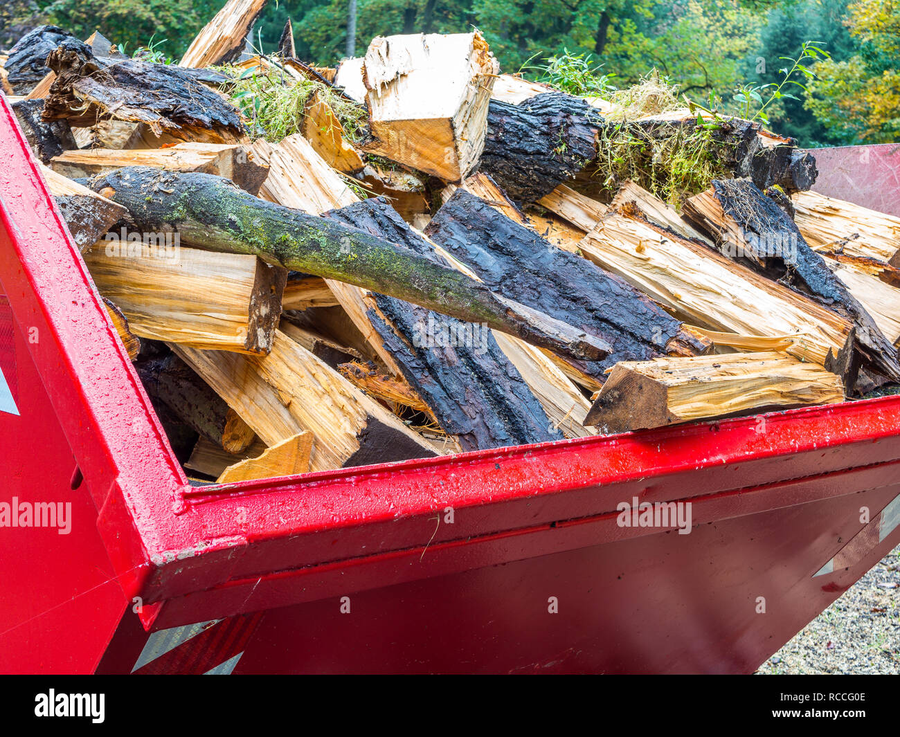 Firewood Container heating material Stock Photo Alamy