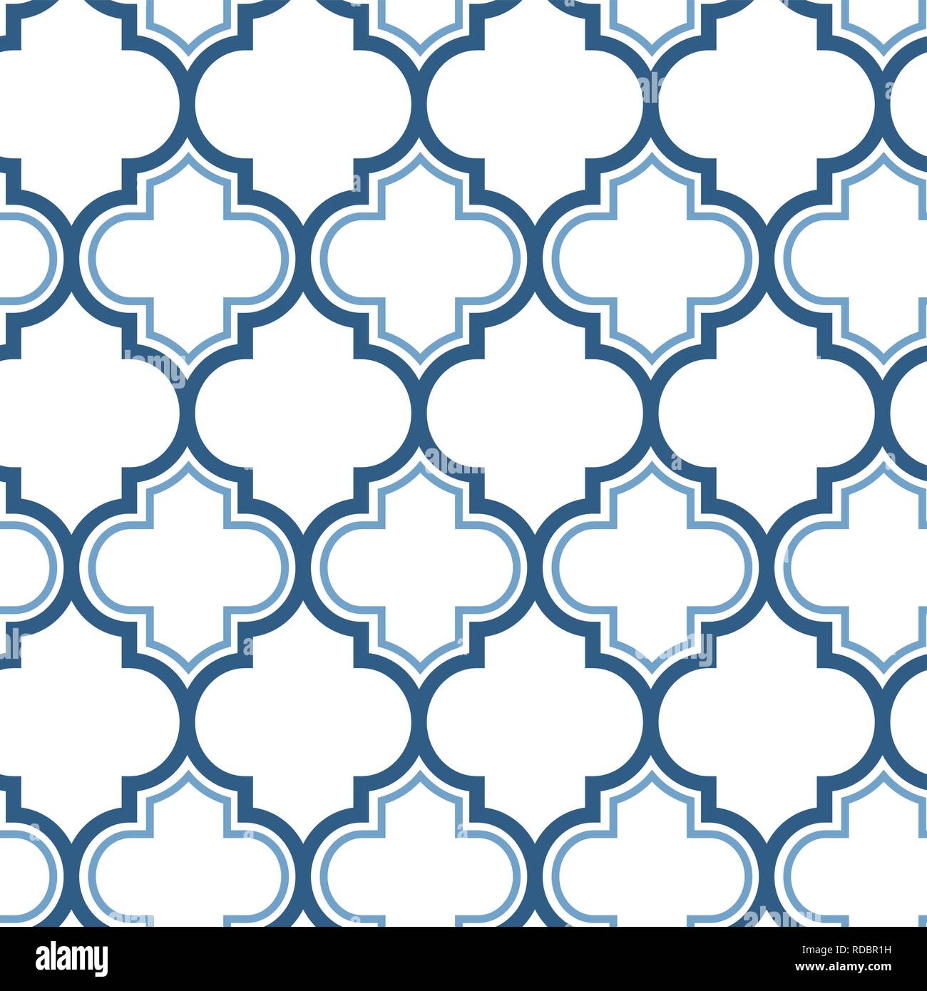 Vector moroccan repeat seamless pattern. Light blue on white background